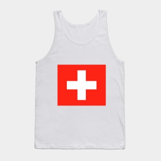 Red background white cross similar to the swiss flag. Tank Top